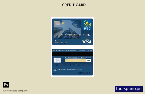 lista para imprimir plantilla de tarjeta de débito Visa de Canada Royal Bank